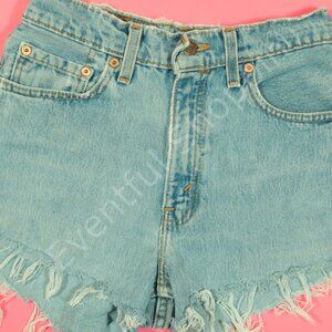Vintage Levis 560 Shorts Womens 25 Blue Loose Straight Cutoffs Denim USA 90s